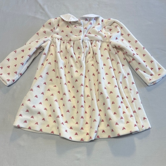 Ralph Lauren - Cream Long sleeve Velour Dress with Red Accents - Picture 5 of 6